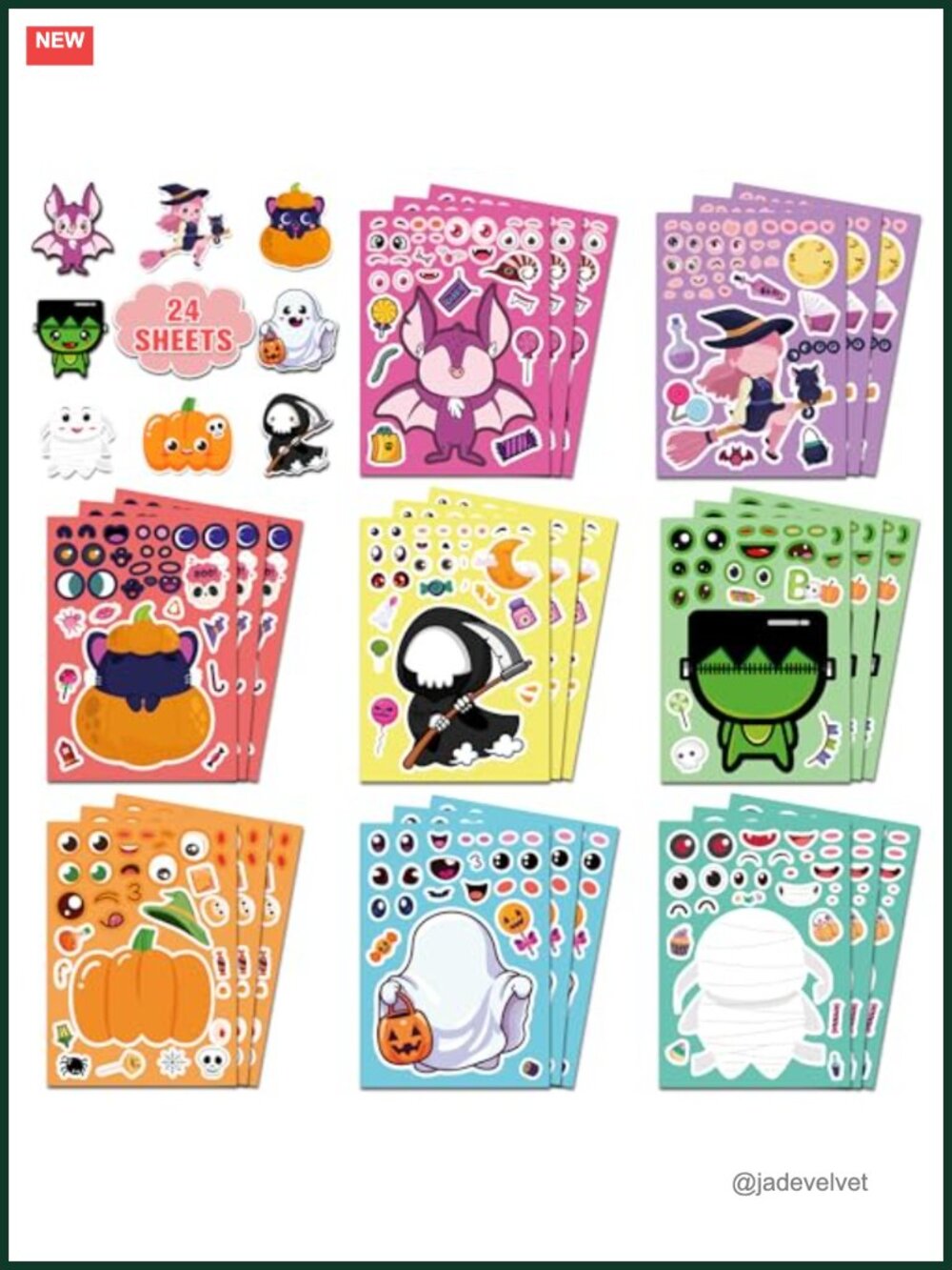 24 Halloween Stickers for Kids DIY Crafts Party Favors Decorations